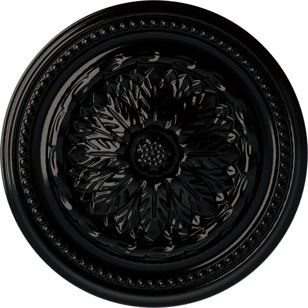 Ekena Millwork Chester Ceiling Medallion (Fits Canopies up to 2 1/4"), Hnd-Painted Black Pearl, 15 3/4"OD x 1 7/8"P CM15CHBPS - main